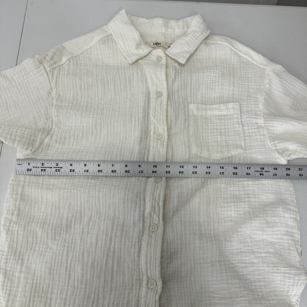 Ugg Womens Top M White 100% Cotton Embrook Shirt Gauze Relaxed Beachy Lounge - Picture 3 of 10